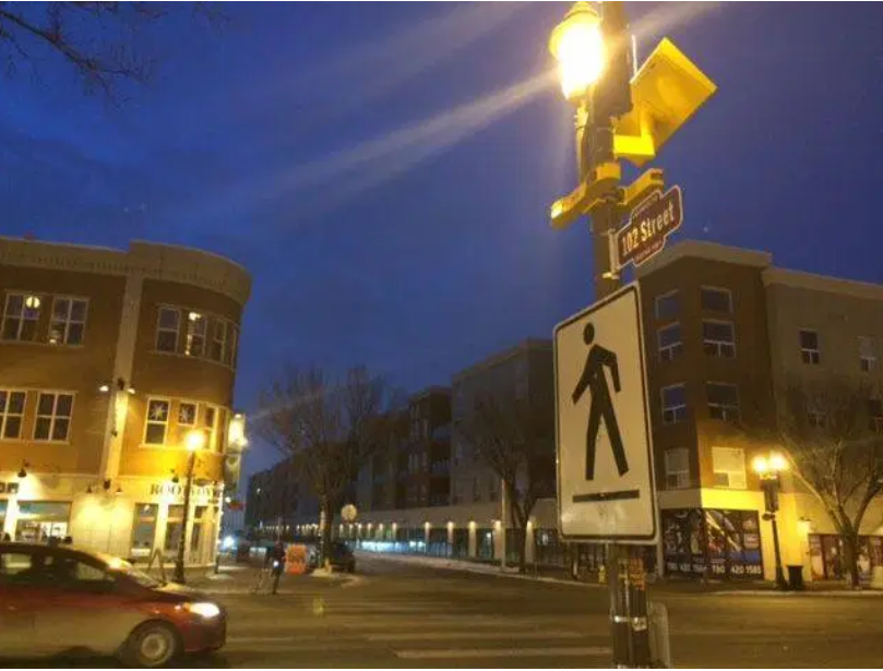 Test ad suggesting Edmonton pedestrians wear reflective tape